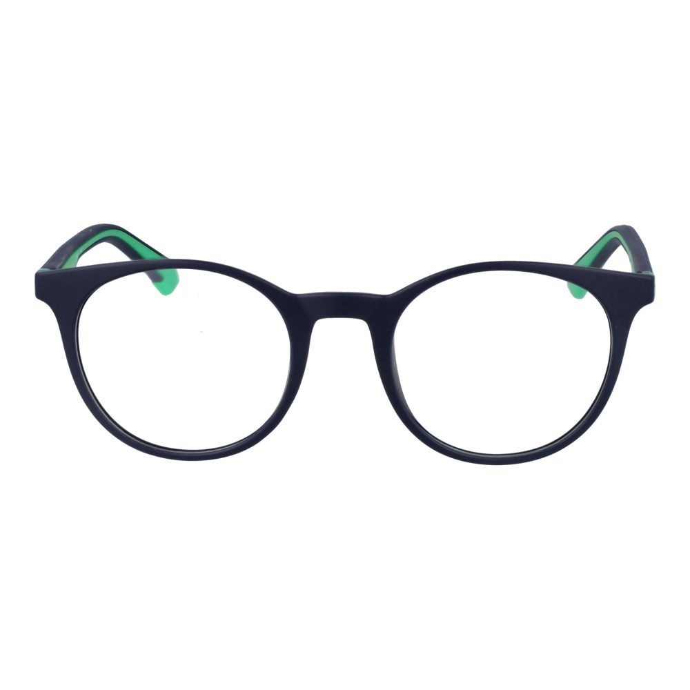 Polaroid Blue Unisex Glasses Frame, full-rim polyamide with demo lenses, size 50-21-145, panto style eyewear featured in blue color.