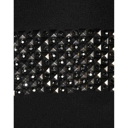 Dolce & Gabbana Black Crystal Embellished Collared Mini Dress