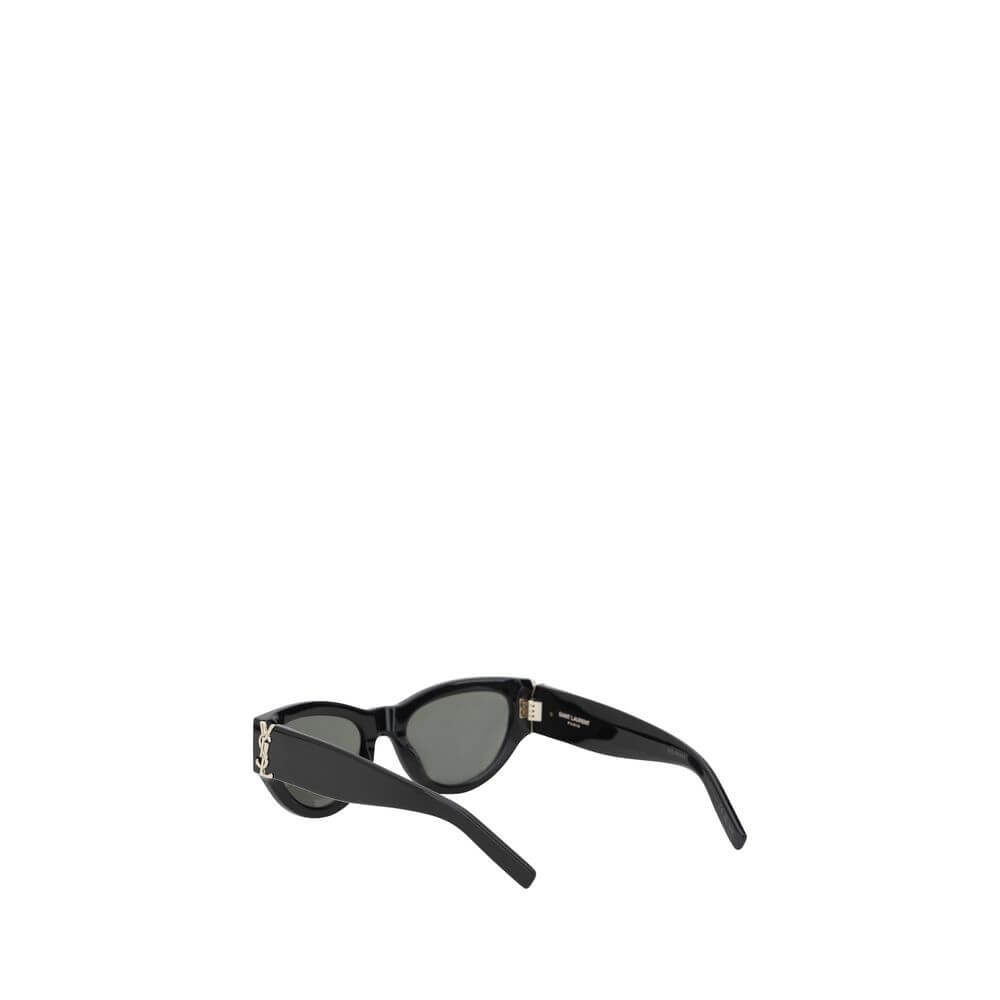 Saint Laurent Black Acetate Sunglasses with cat-eye shape and gold logo