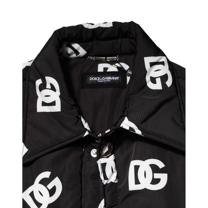 Dolce & Gabbana Black DG Monogram Nylon Windbreaker Jacket