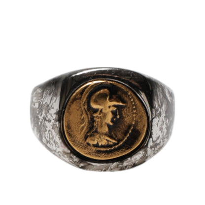 Dolce & Gabbana Silver Tone Engraved Two Color Real Brass Ring