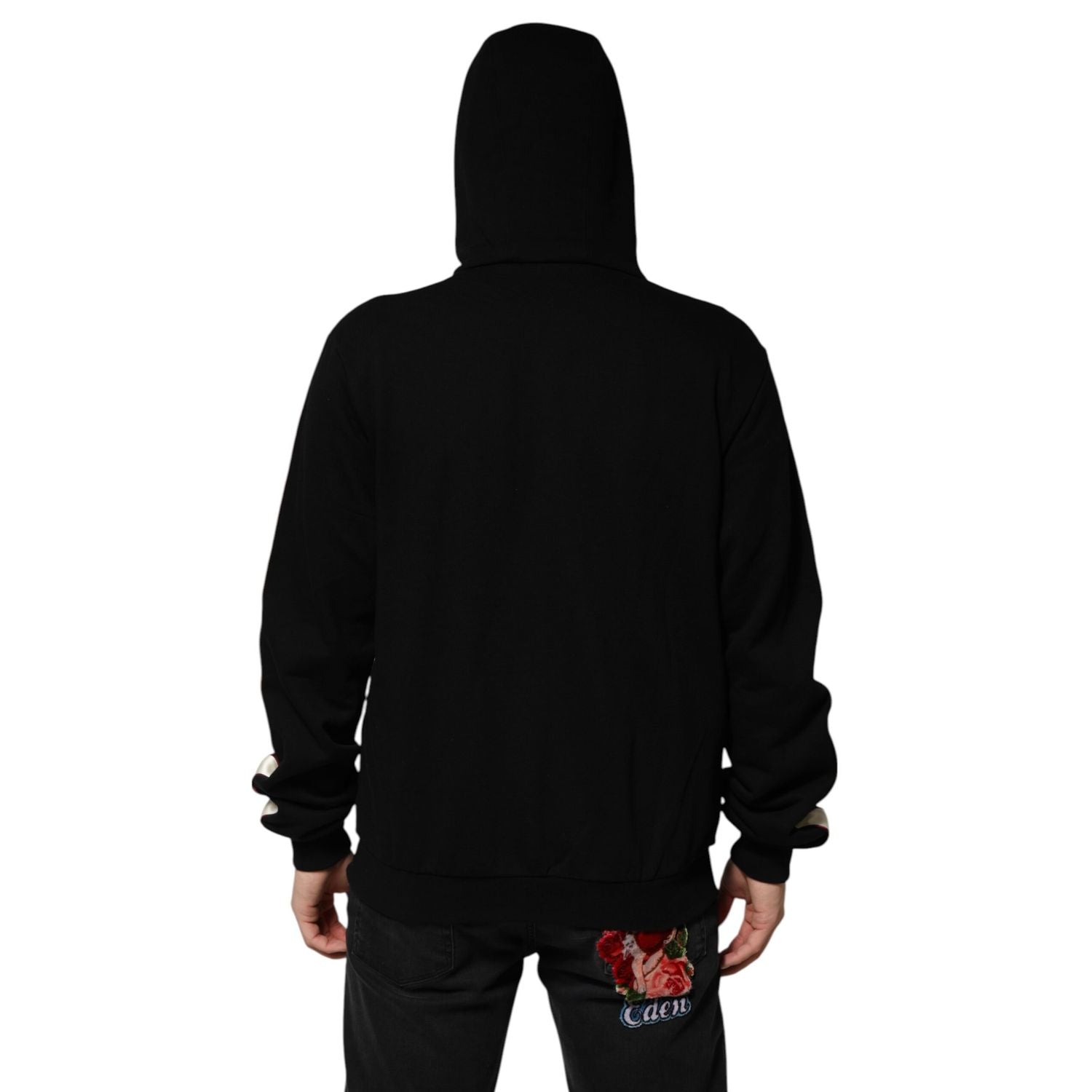 Dolce & Gabbana Black Cotton Plaque Track Cardigan Sweater