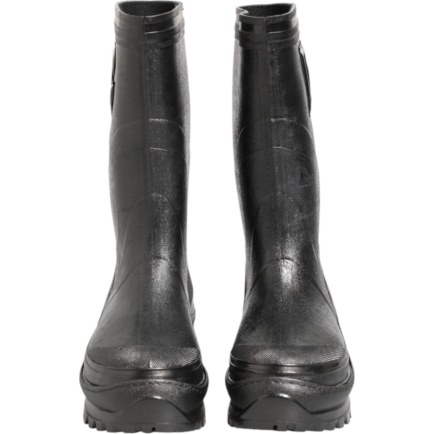 Dolce & Gabbana Metallic Black Pull On Rain Boots Men Shoes