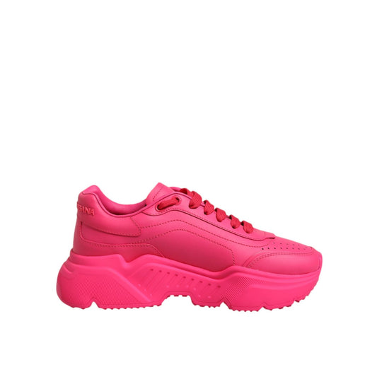 Dolce & Gabbana Pink Leather Daymaster Low Top Sneakers Shoes, 100% calfskin leather with rubber sole, minor glue marks on right shoe.