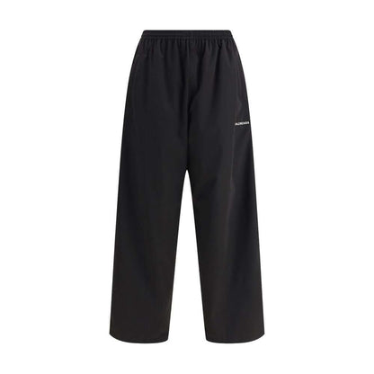 Balenciaga Black Polyester Casual Pants with elastic waistband and wide-leg design, perfect for a sophisticated casual look.