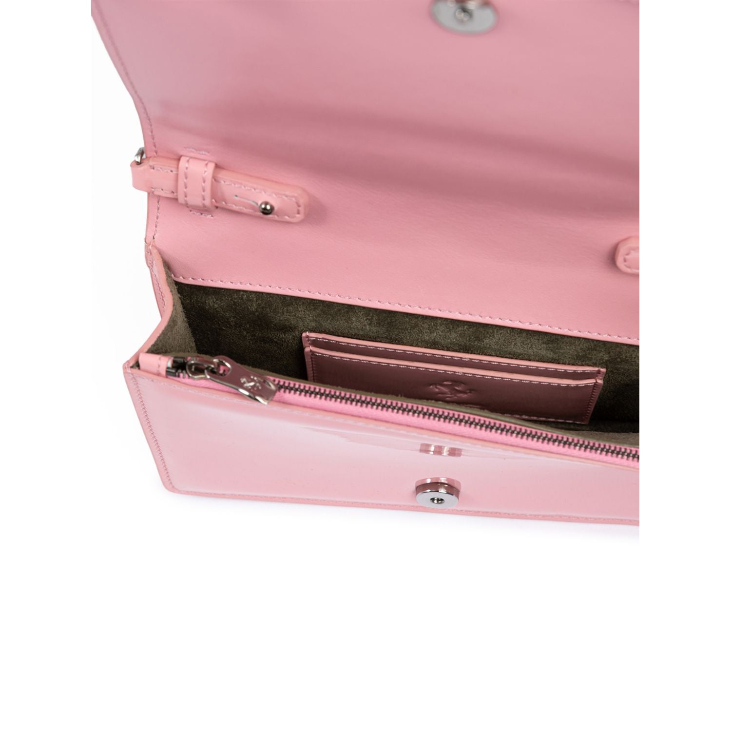 Front view with bag zipped and handles upright.