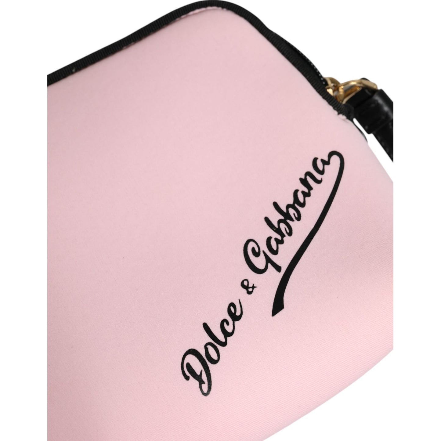 Dolce & Gabbana Pink Solid Nylon DG Logo Print Clutch Zip Borse Pouch Bag with logo engraving and gold-tone hardware