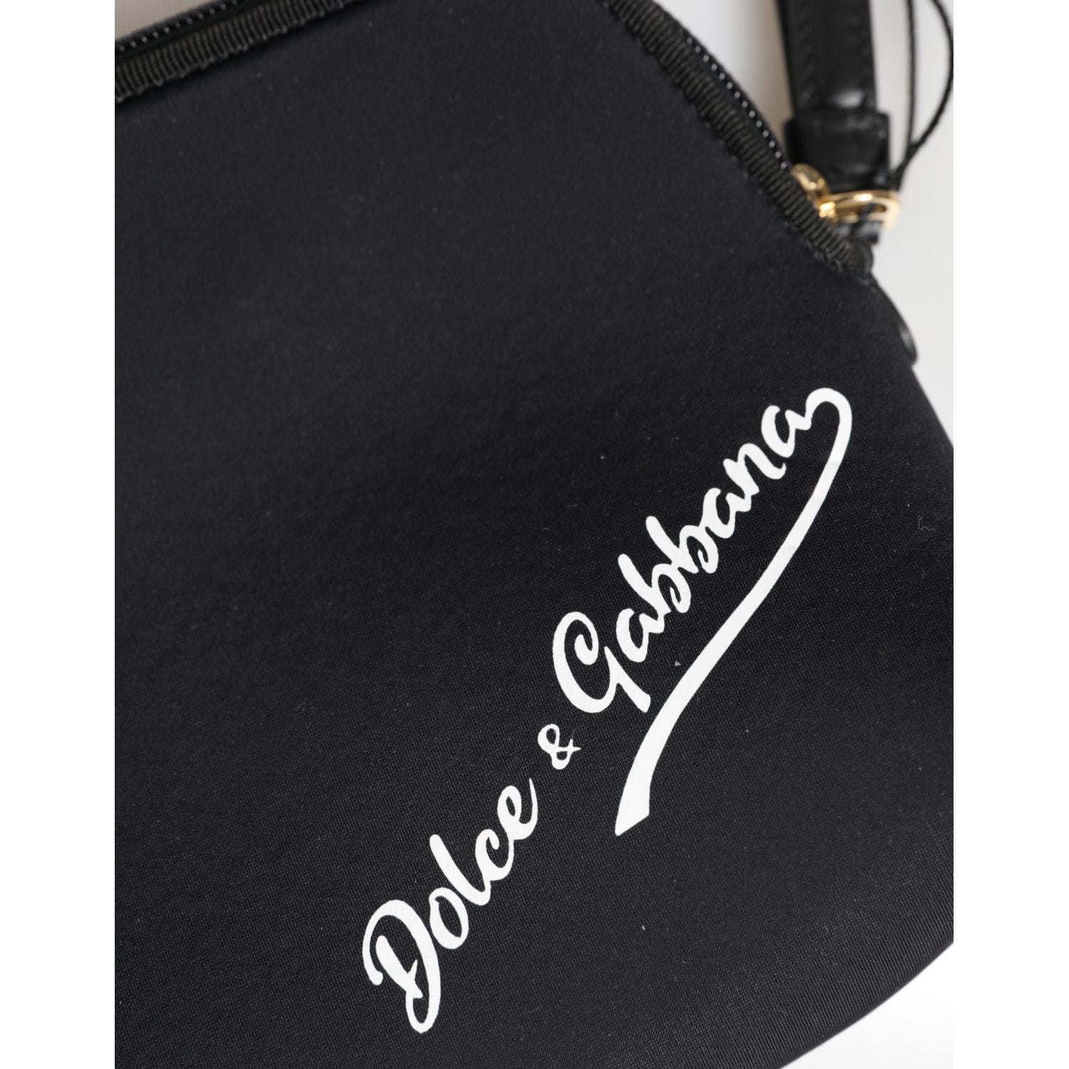 Dolce & Gabbana Black Solid Nylon DG LogoPrint Clutch Zip Borse Pouch Bag