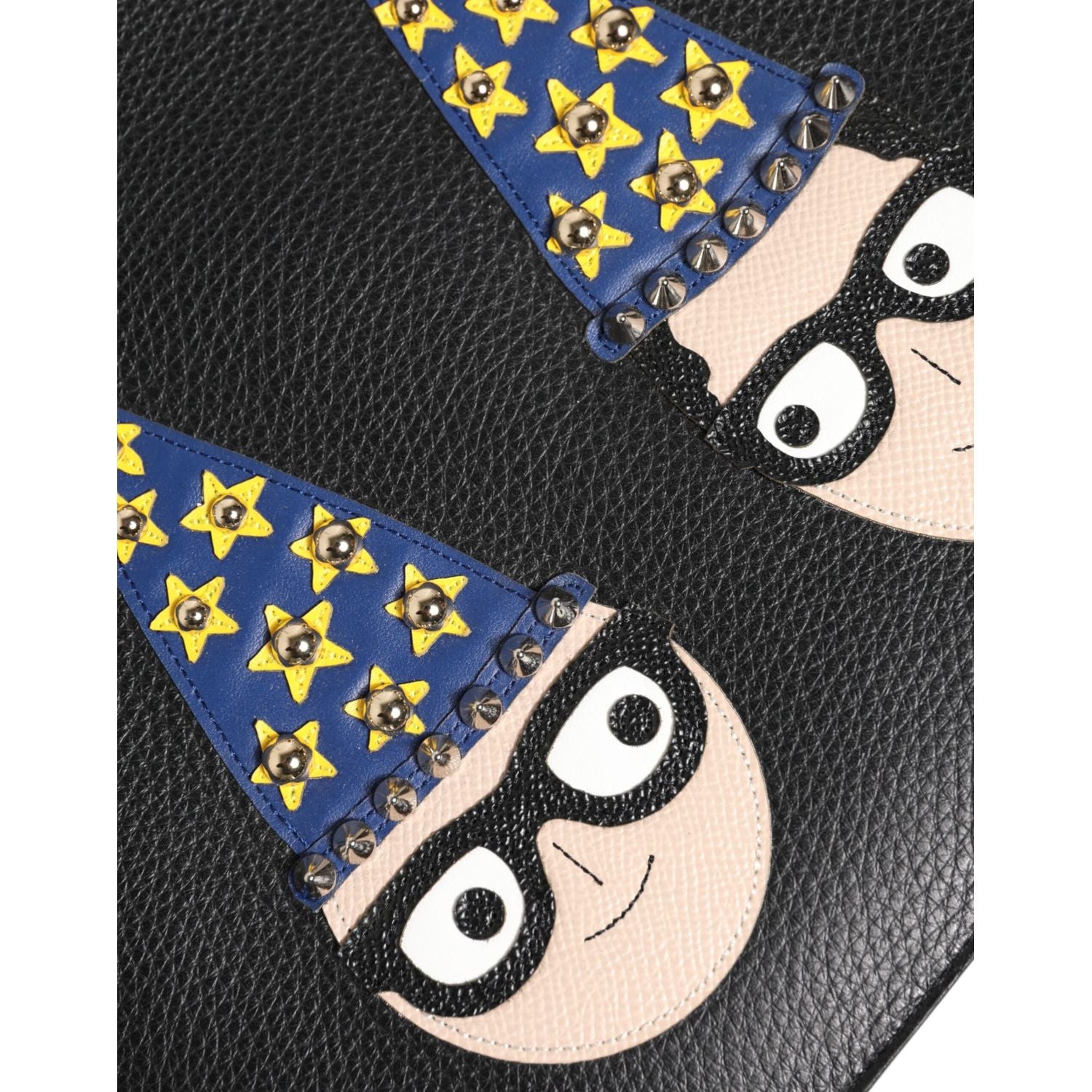 Dolce & Gabbana Black Leather #DGFAMILY Embellished Men Clutch Pouch Bag