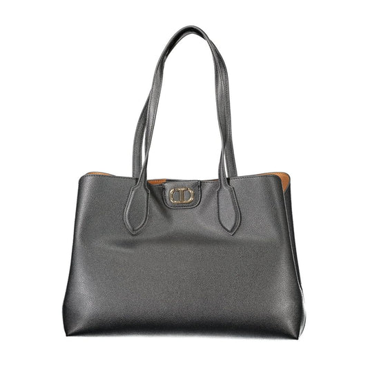 Twinset Black Polyethylene Women Handbag with dual handles and logo