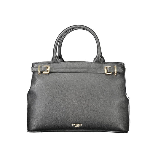 Twinset Black Polyethylene Women Handbag with dual compartments and detachable shoulder strap for modern trendsetters.