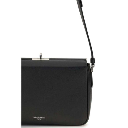 Dolce & Gabbana Black Calf Leather Bos Taurus Shoulder Bag