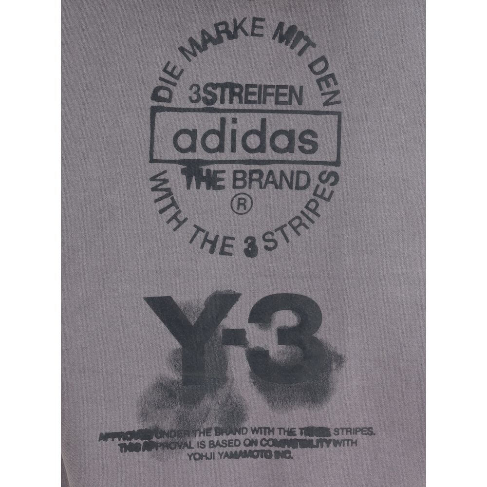 Y-3 Gray Cotton Sweatshirt with graphic logo and avant-garde style.