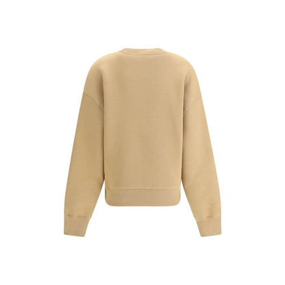 Back view of Ami Paris Beige Cotton Sweatshirt with embossed logo, slim fit for Autumn-Winter style.