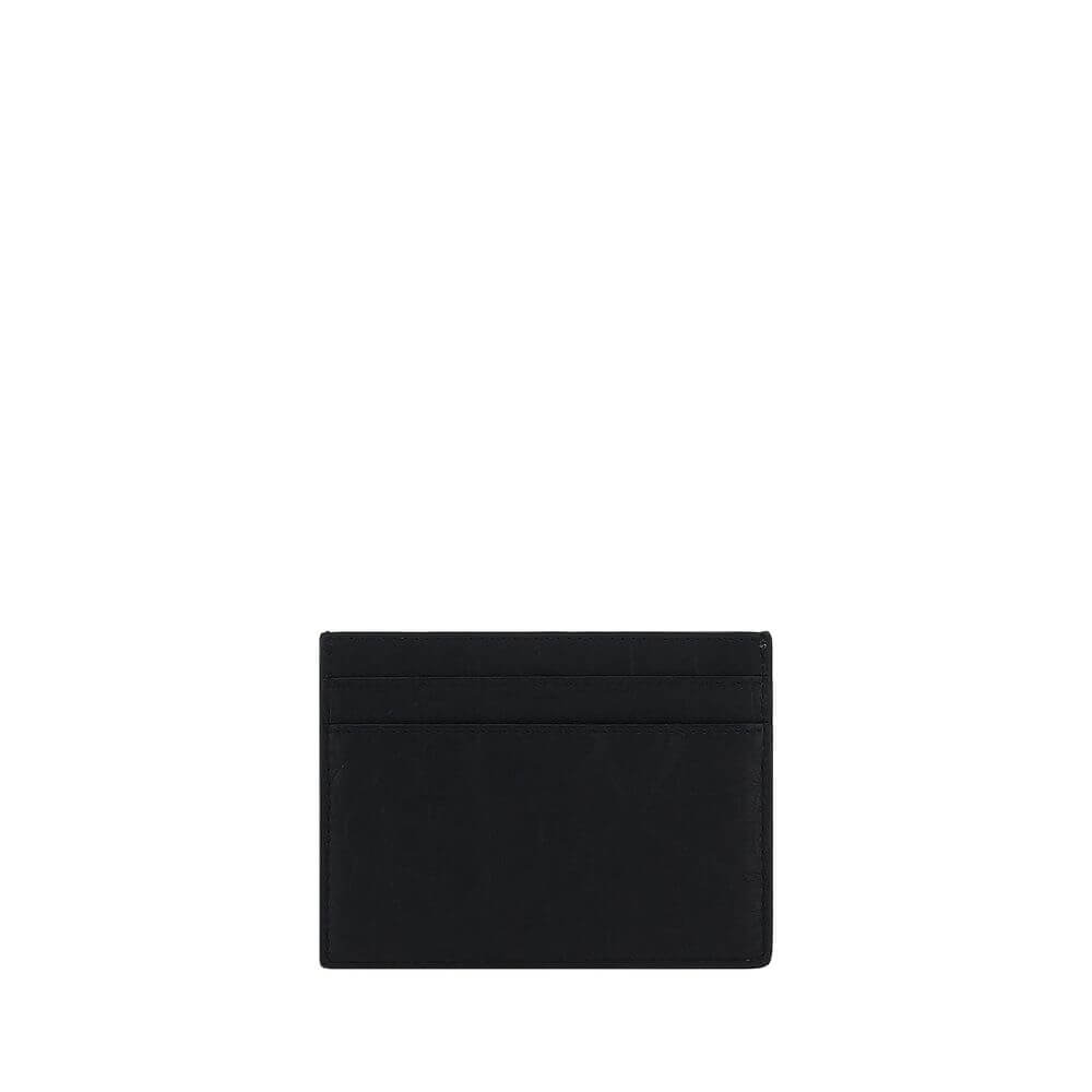 Saint Laurent Black Lamb Ovis Aries Aries Wallet with card slots and embossed logo, elegant AW25 calfskin card holder, made in Italy.