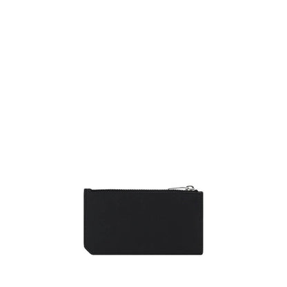 Saint Laurent Black Calf Leather Bos Taurus Wallet with card slots, zippered coin compartment, AW25 collection.