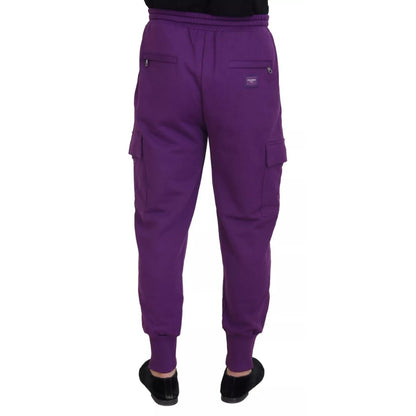 Dolce & Gabbana Purple Cotton Cargo Sweatpants Jogging Pants
