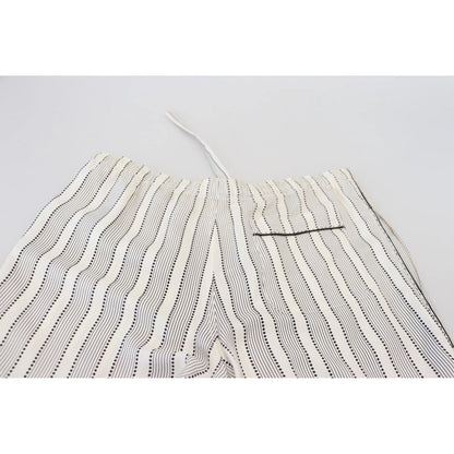 Dolce & Gabbana White Stripes Silk Lounge Trouser Pants