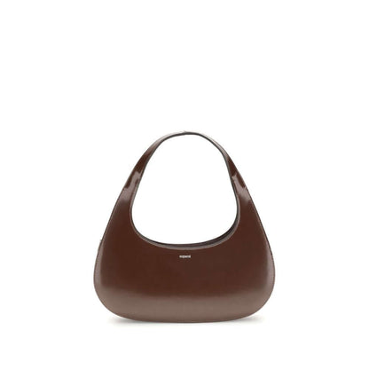 Coperni Brown Leather Shoulder Bag with sleek curved design, ideal for everyday style, crafted from matte finish leather.