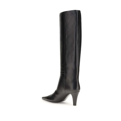 Saint Laurent Black Leather High Heel Boots