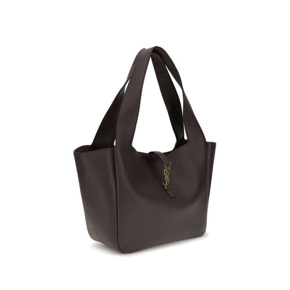 Saint Laurent Brown Lamb Ovis Aries Aries Shoulder Bag with Cassandre detail, grained leather design and adjustable side ties.