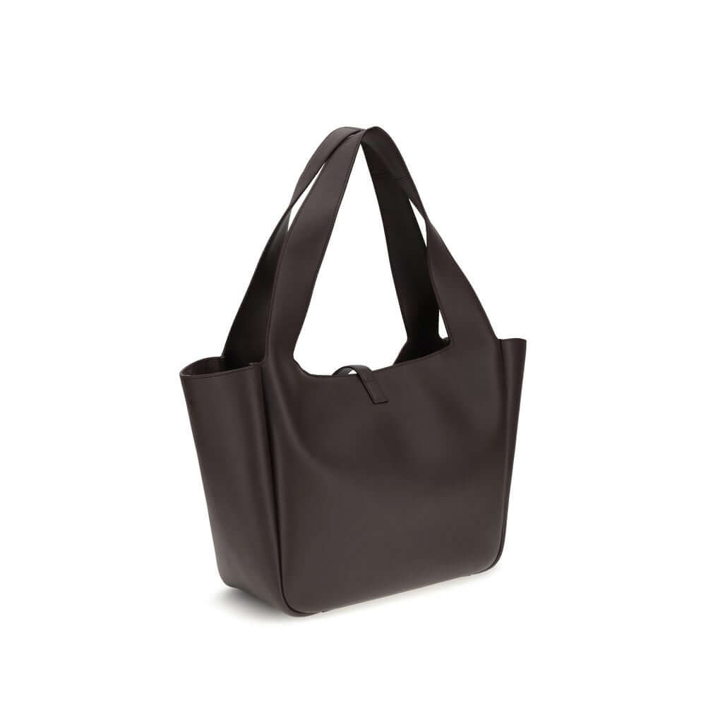 Saint Laurent Brown Lamb Ovis Aries Aries Shoulder Bag with grained leather and Cassandre detail.