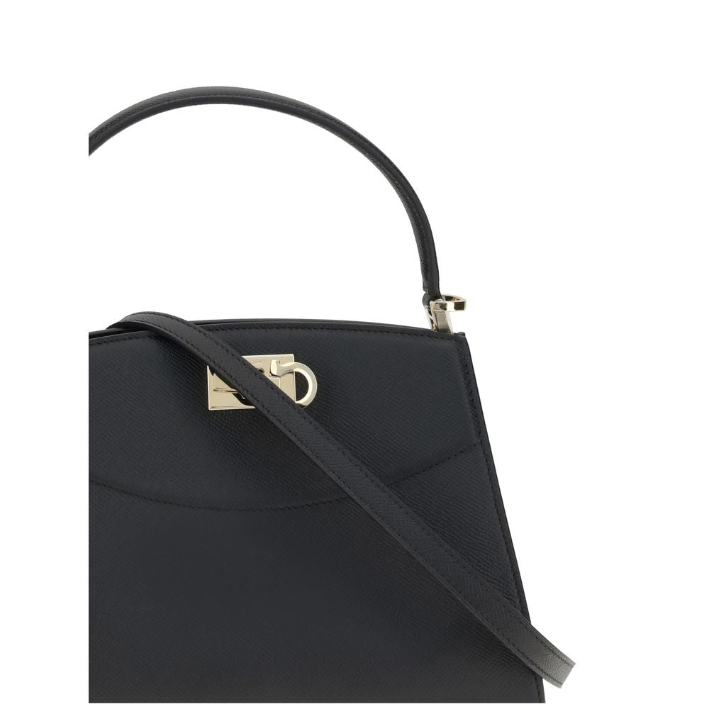 Ferragamo Black Calf Leather Bos Taurus Handbag