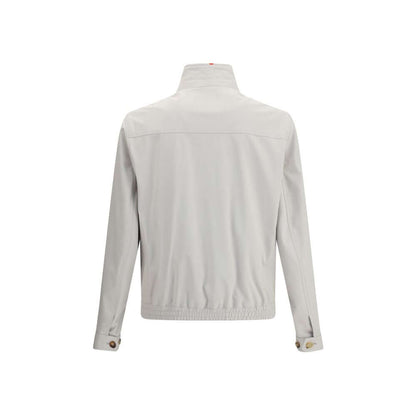 Back view of Brunello Cucinelli Gray Polyamide Shell Jacket with structured collar and adjustable cuffs.