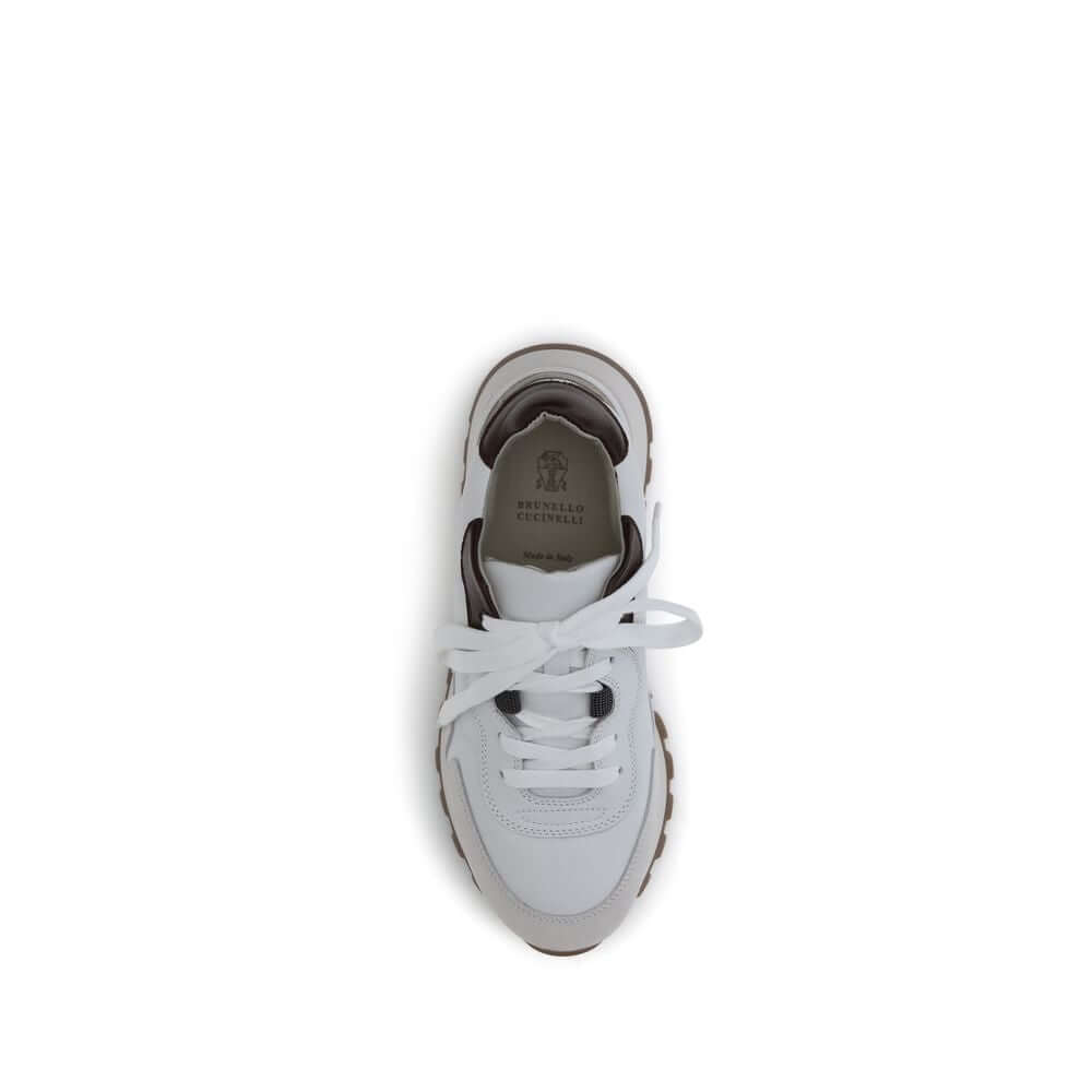 Brunello Cucinelli White Leather Athletic Sneakers