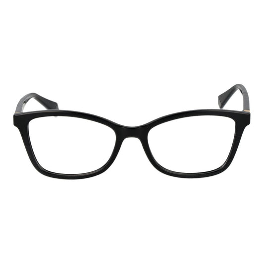 Polaroid Black Women Glasses Frame in cat eye style with full-rim polyamide frame, demo lenses, and black color, size 53-17-145.
