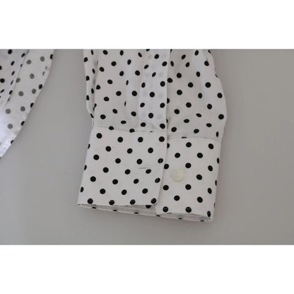 Dolce & Gabbana White Dotted Dress Formal MARTINI Shirt