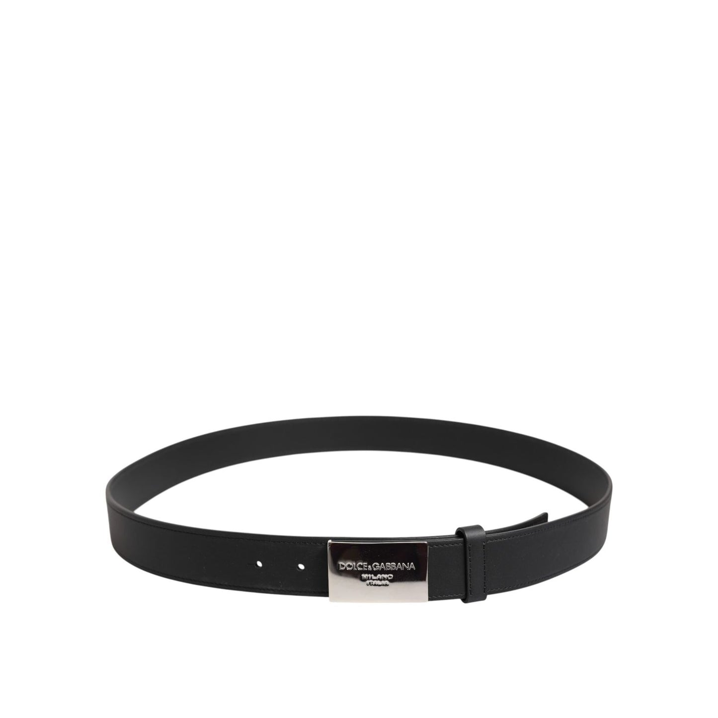 Dolce & Gabbana Black Leather Classic Metal Logo Buckle Belt