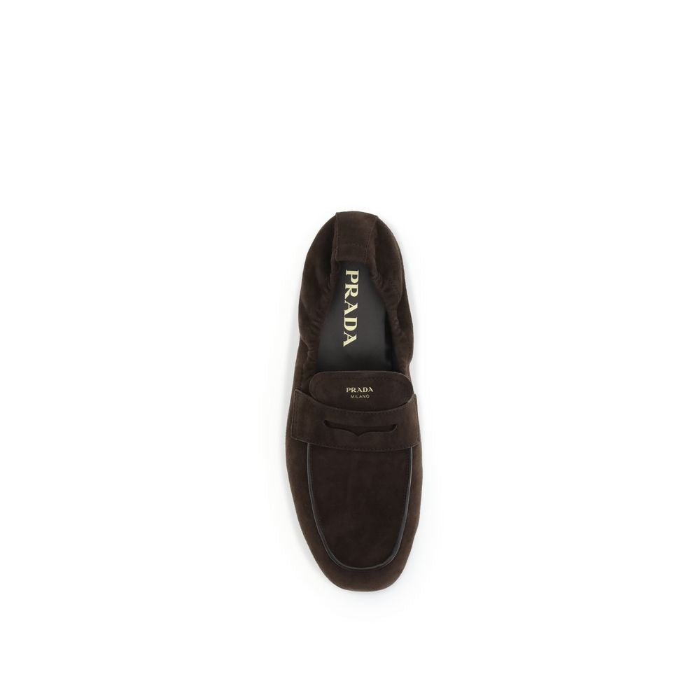 Prada Brown Lamb Ovis Aries Aries Slip-On Loafers