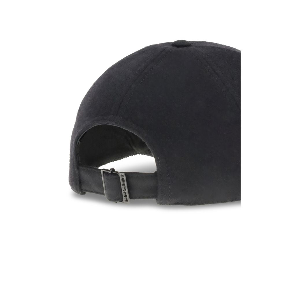 Saint Laurent Black Wool Cap (Baseball Hat)