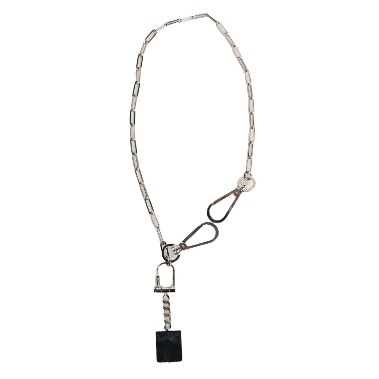 Dolce & Gabbana Silver Tone Metal Chain DG Logo Pendant Men Necklace