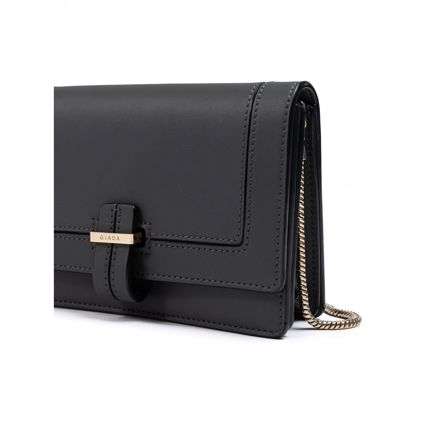 Giada Dark Grey Leather Clutch Bag