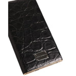 Dolce & Gabbana Black Leather Exotic Skin 3000mAh Power Bank Charger USB with luxurious textured design.