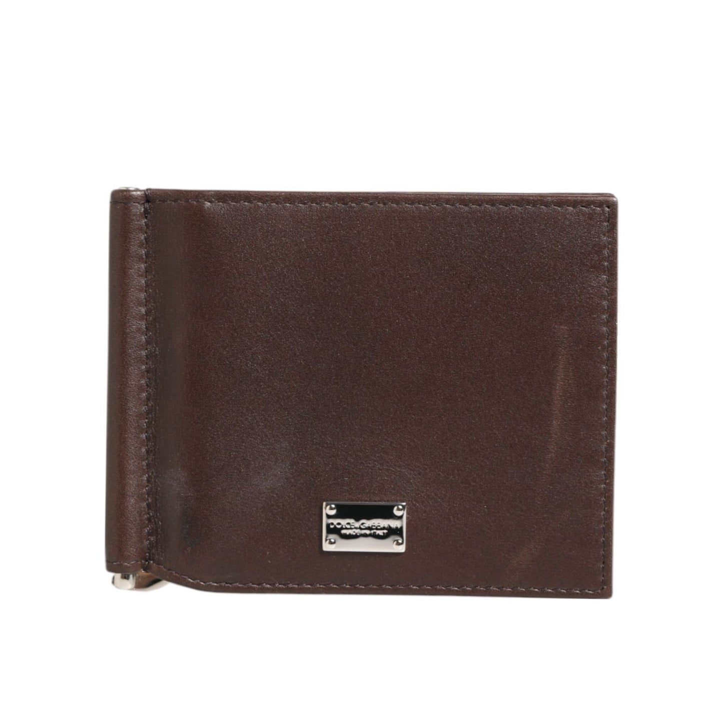 Dolce & Gabbana Brown Leather DG Logo Engrave Bifold Card Holder Wallet