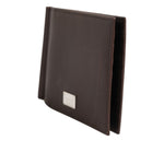 Dolce & Gabbana Brown Leather DG Logo Engrave Bifold Card Holder Wallet, sleek design with engraved logo and multiple card slots.