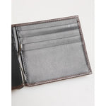 Dolce & Gabbana Brown Leather DG Logo Engrave Bifold Card Holder Wallet open interior view with card slots