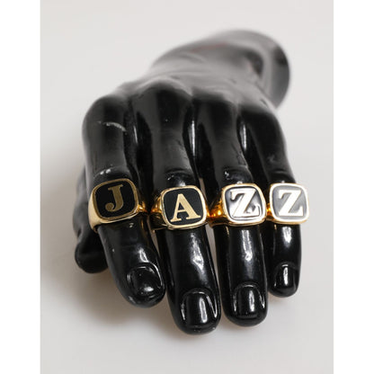 Dolce & Gabbana Gold Tone Brass JAZZ Letter Set 4 Pieces Adjustable Ring