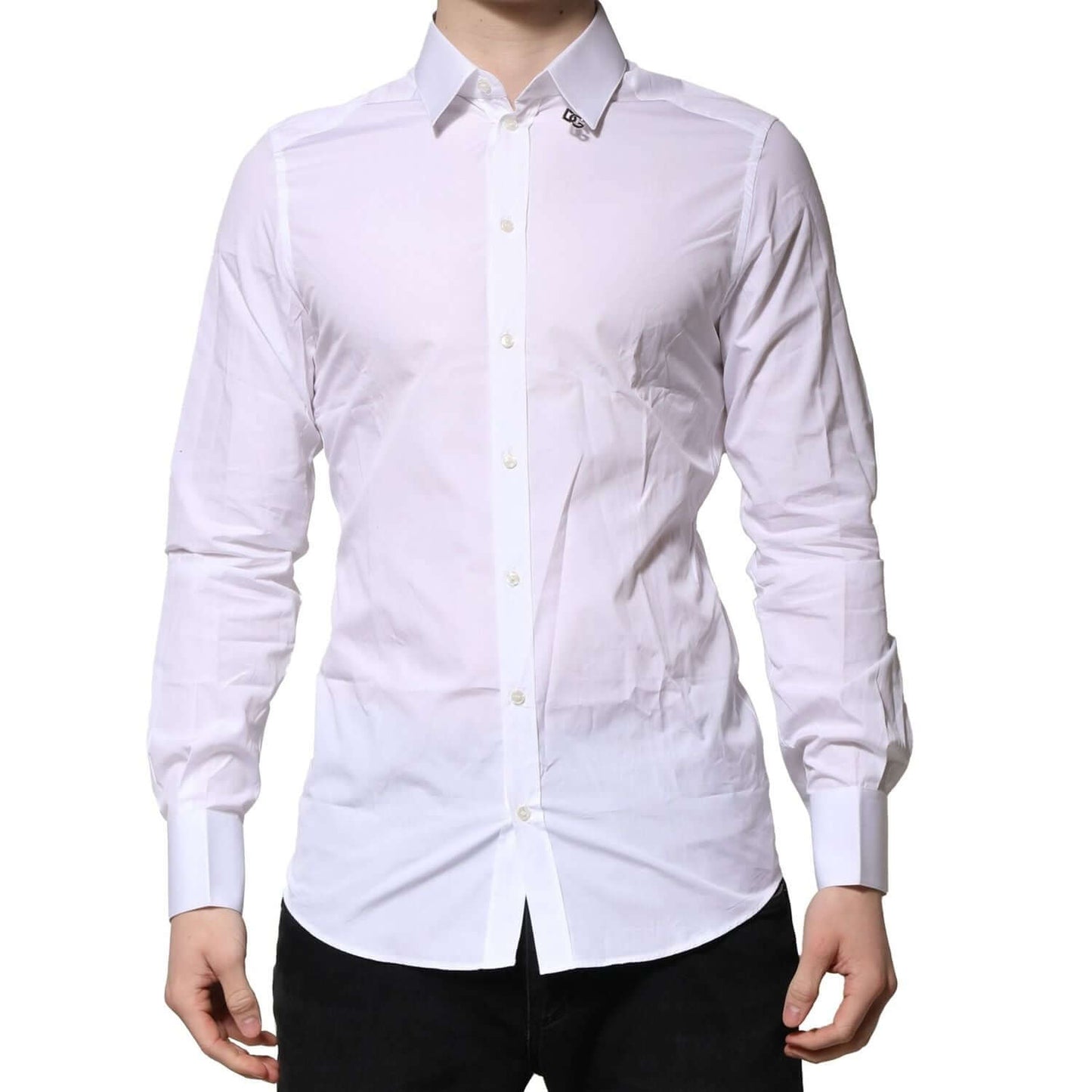 Dolce & Gabbana White Cotton GOLD Long Sleeves Formal Shirt