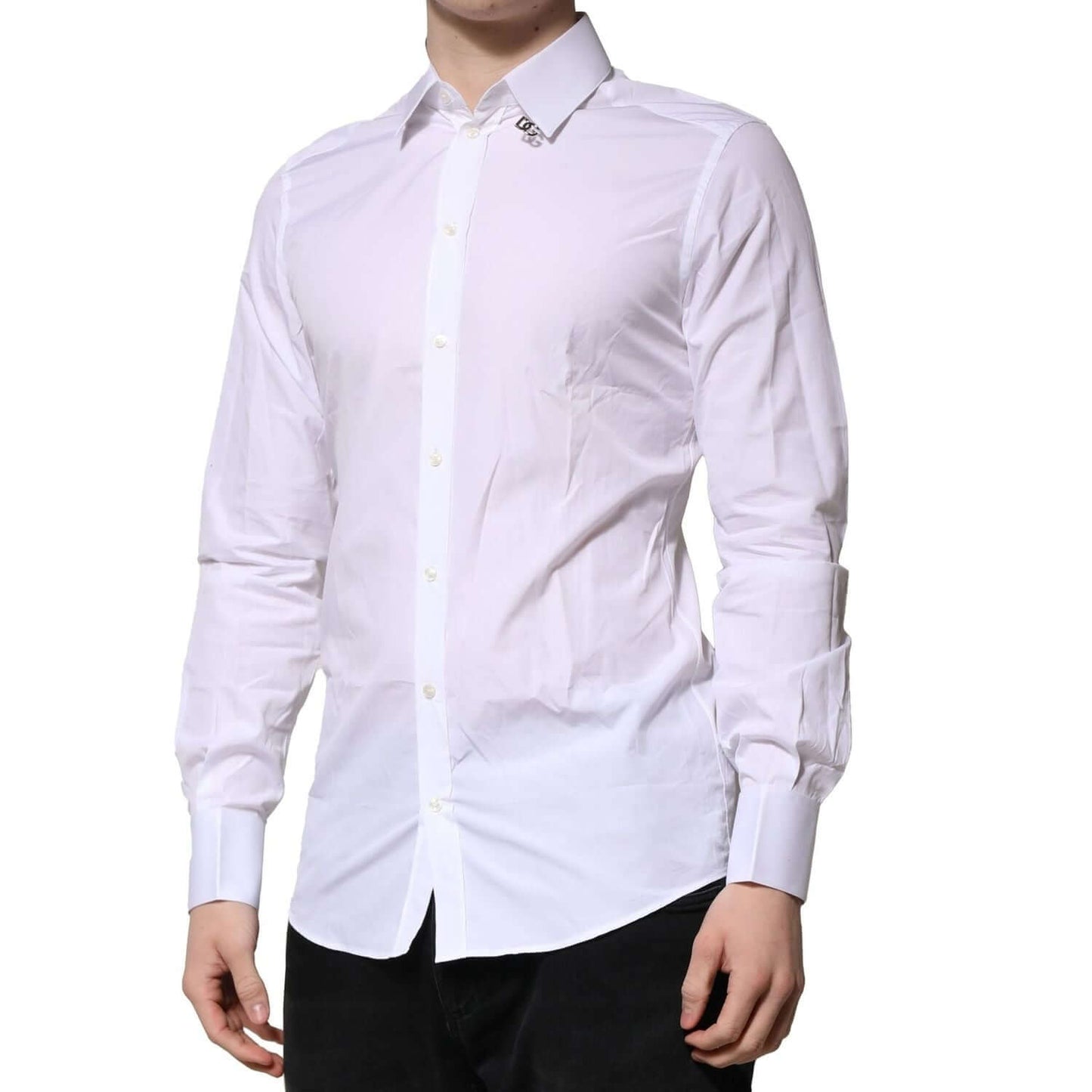 Dolce & Gabbana White Cotton GOLD Long Sleeves Formal Shirt