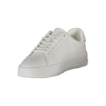 Tommy Hilfiger White Leather Men Sneaker with grey details and logo, showcasing casual sophistication and style.