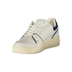 Tommy Hilfiger White Leather Men Sneaker with blue accents and removable footbed for sporty sophistication.