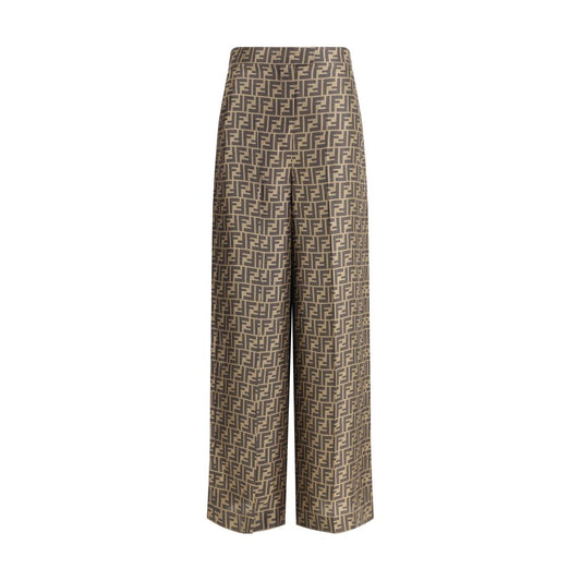 Fendi Brown Silk Casual Pants 1728,72470364320,Brown,Casual Pants - Pants - Clothing,Clothing,Fendi,IT38 | S,IT40 | M,IT42 | L,New with tags,Pants - Clothing,Women