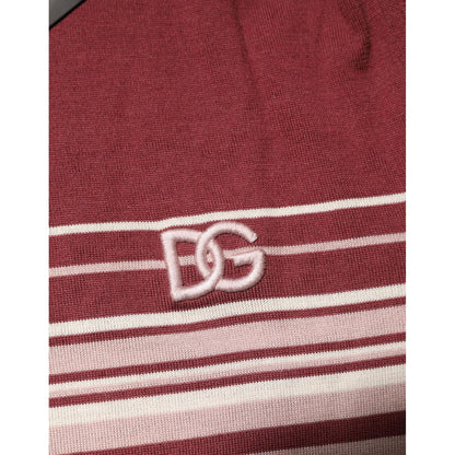 Dolce & Gabbana Cotton Burgundy Striped DG Logo Polo  T-shirt