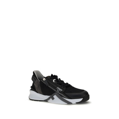 Fendi Gray Calf Leather Bos Taurus Athletic Sneakers