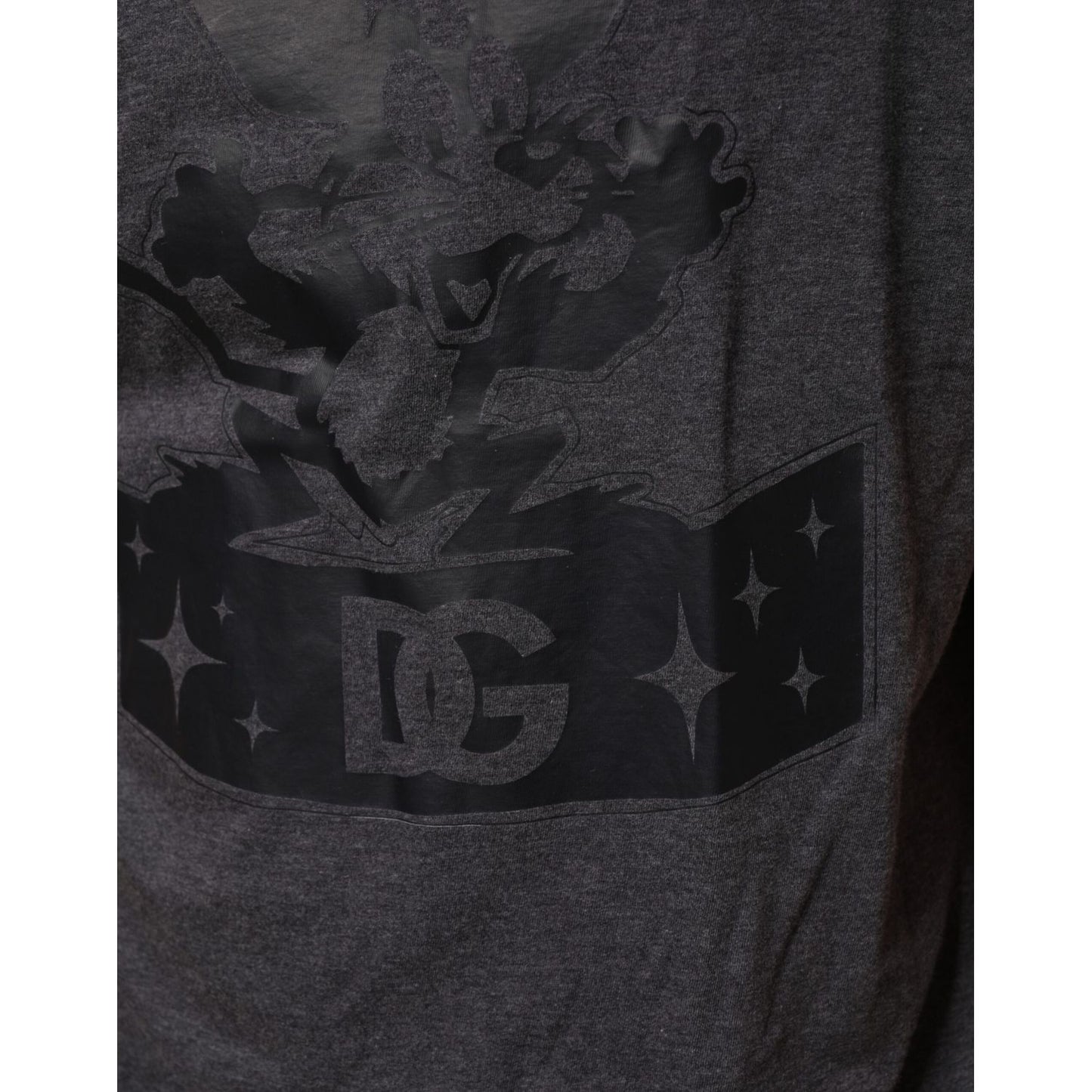 Dolce & Gabbana Black Charcoal DG Logo V-Neck Men T-shirt