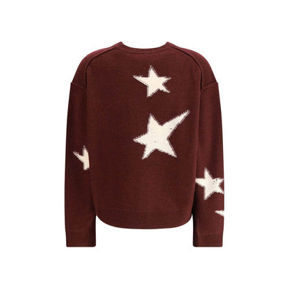 Zadig & Voltaire Bordeaux Cashmere Cashmere Sweater with star pattern, showcasing back design and elastic cuffs.
